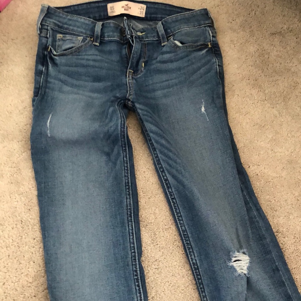 hollister ripped bootcut jeans